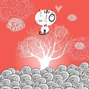 Love with a cat Stock Illustration