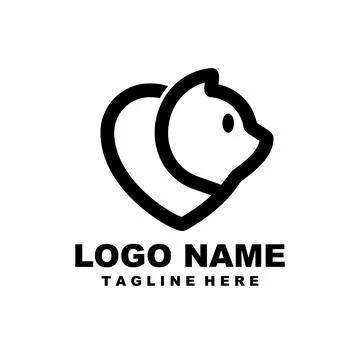 Love cat logo design vector Иллюстрация