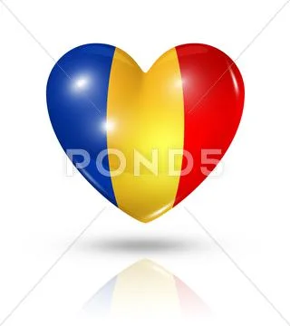 Love chad, heart flag icon Stock Illustration