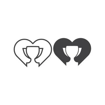 Love champion trophy. Vector logo icon template Stock Illustration