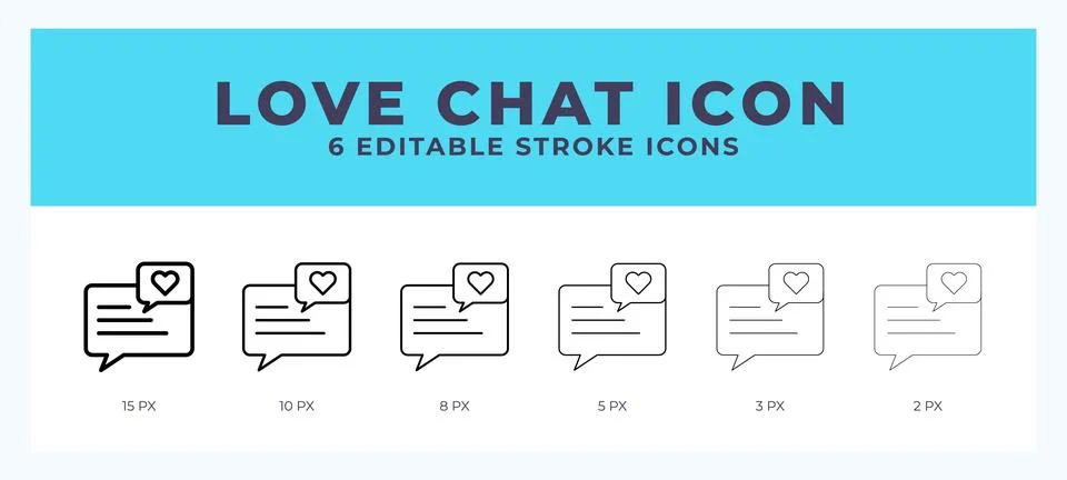 Love chat icon vector for web. And mobile app. Editable stroke outline icon. Stock Illustration