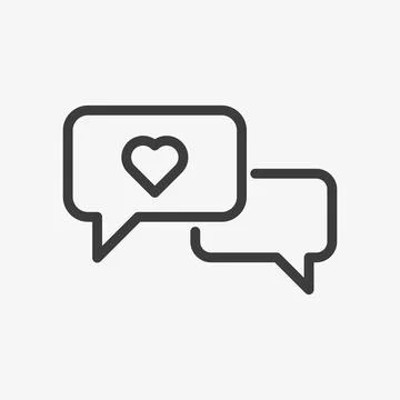 Love chat line icon. Two speech bubbles with heart Stock Illustration