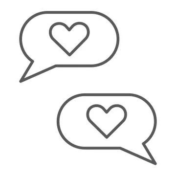 Love chat thin line icon, romantic and dialog, speech bubble sign, vector イラスト素材