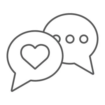 Love chat thin line icon, valentine and holiday, speech bubble message sign イラスト素材