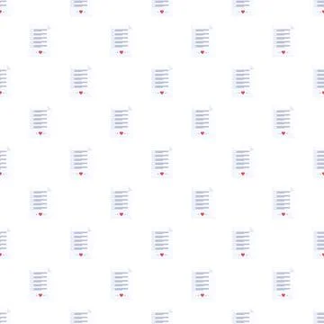 Love checklist seamless pattern with hearts and lists Stock Illustration