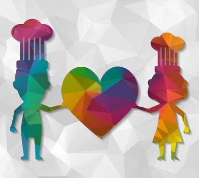 Love chef low poly イラスト素材