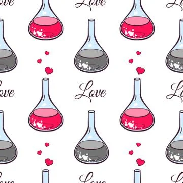 Love Chemistry Seamless Pattern Stock Illustration