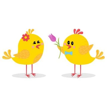 Love chicks isolated on white background, color vector illustration Stock Illustration