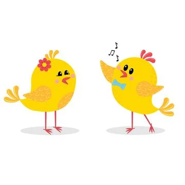 Love chicks isolated on white background, color vector illustration Stock Illustration