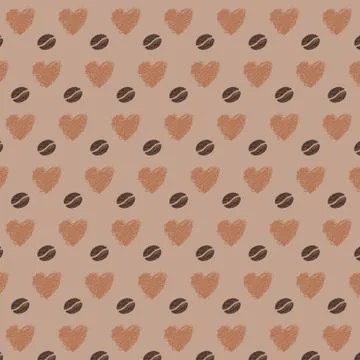 Love Coffee Beans Seamless Pattern Stock Illustration