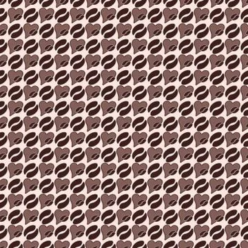 Love coffee seamless pattern. Texture beans and hearts of brown chocolate col Illustrazione stock
