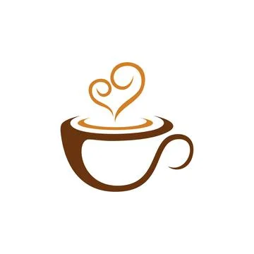 Love Coffee Shop Logo Vector Design Template Stock Illustration