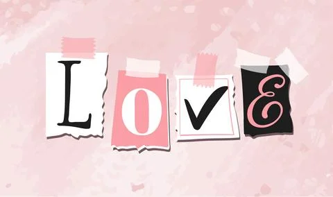 Love collage from newspaper letters, modern text for Valentine s Day, romantic Stock Illustration