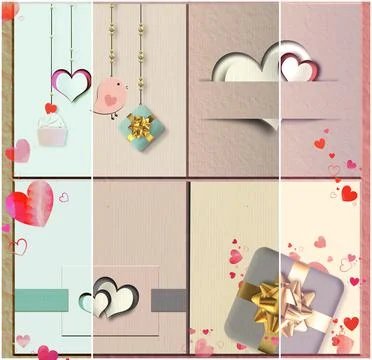 Love collage for Valentine, Stock Illustration