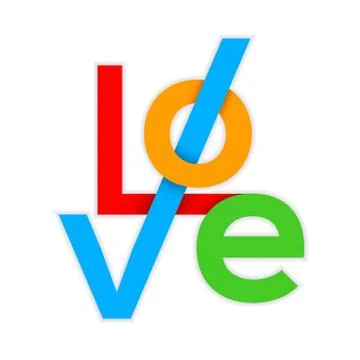 LOVE Colorful Happy Valentines day card, 3d letters Stock Illustration