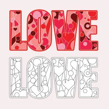 Love coloring page vector Stock Illustration
