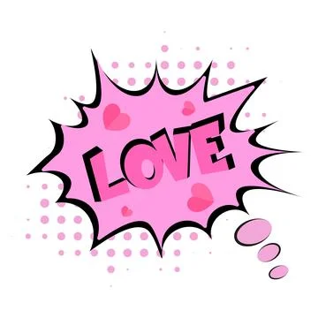 Love Comic Halftone Speech Bubble Vector Illustration Stock Illustration