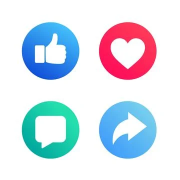 Like, love, comment, and share icon vector. Social media elements vector icon 스톡 일러스트