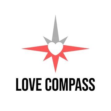 Love Compass Heart in Negative Space Symbol Stock Illustration