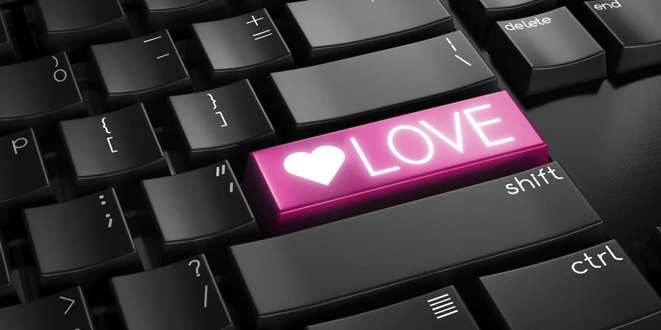 Love - computer keyboard - 3D illustration Stock Illustration