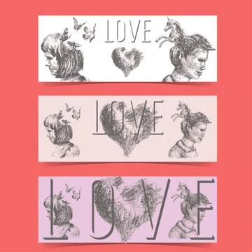 Love concept banners Stock Illustration
