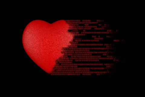 Love concept. Binary code digits come out of the heart イラスト素材