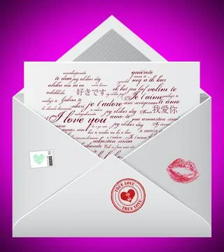 Love concept. Envelope with a heart inside Stock Illustration