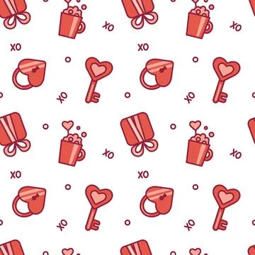Love concept. Seamless pattern. Valentine day wrapping paper. Vector Stock-Illustration