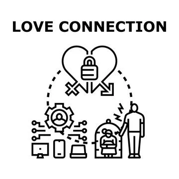 Love connection concept linking dating, relationship, and online communicatio イラスト素材
