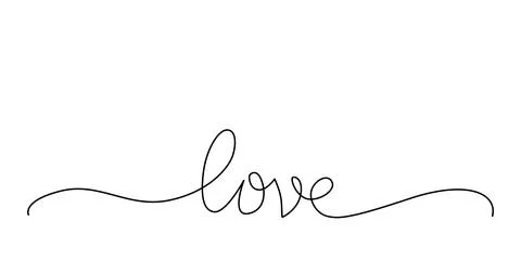 Love - continues line quote. Vector stock illustration isolated on white Stock Illustration