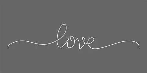 Love - continues line quote. Vector stock illustration isolated on black 스톡 일러스트