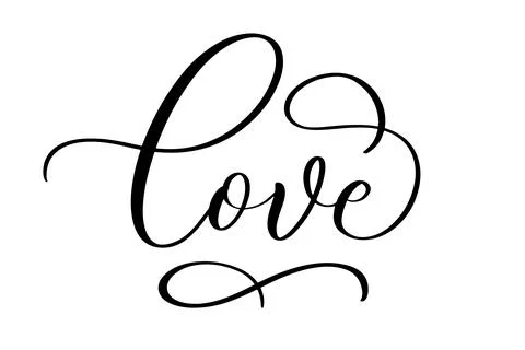 LOVE. Continuous line script cursive text love. Lettering vector illustration Stock Illustration