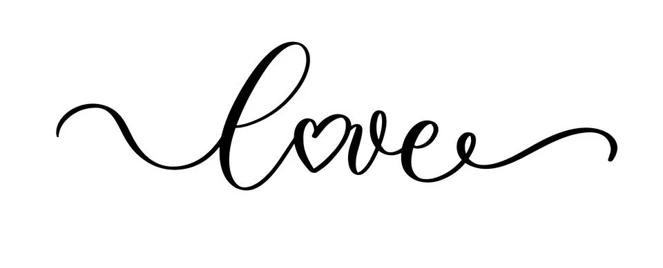 Love. Continuous line script cursive calligraphy text inscription for poster, Stock Illustration