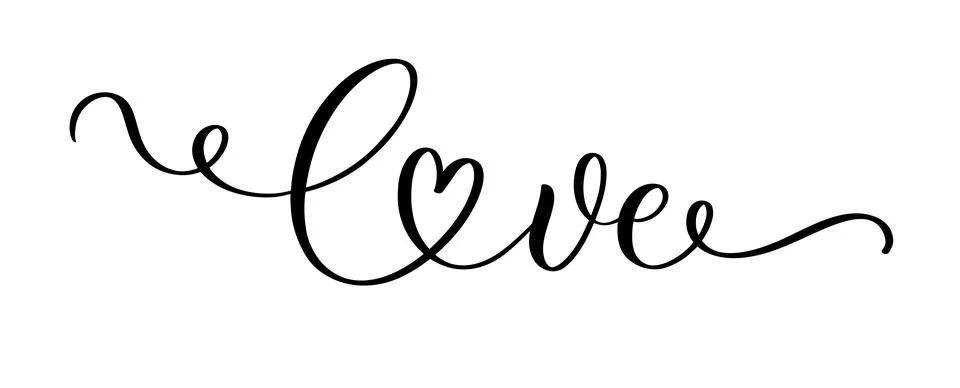 Love. Continuous line script cursive calligraphy text inscription for poster, Stock Illustration