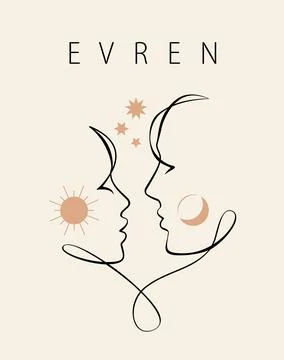 Love, continuous one line drawing. Couple kissing cover poster design. Vector Stock Illustration
