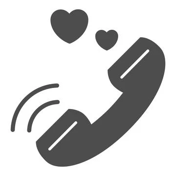 Love conversation on the phone solid icon, Valentines Day concept, telephone 스톡 일러스트