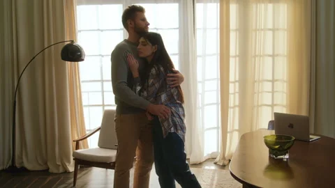 Love couple calm down hugging after emotional conflict Stock Footage 266809506