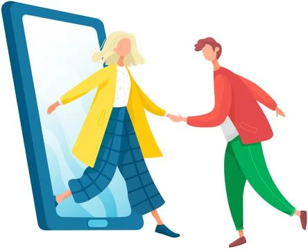 Love couple of students walking, talking. Man and woman friends going, strolling Stock Illustration