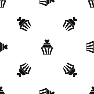 Love cupcake pattern seamless black Illustrazione stock