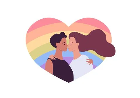 Love, date and relationship concept. Vector flat people illustration. Lgbt pr Stock Illustration