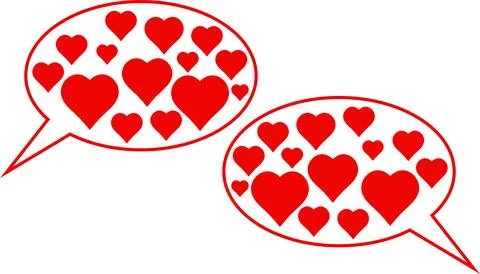 Love date icon compliments conversation two lovers speech bubble hearts Stock Illustration