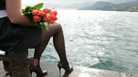 Love dating with bunch of fresh flowers Stock Footage