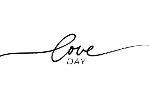 Love day vector line calligraphy with swooshes. Stock Illustration