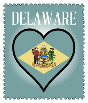 Love Delaware Flag Postage Stamp Ilustração Stock
