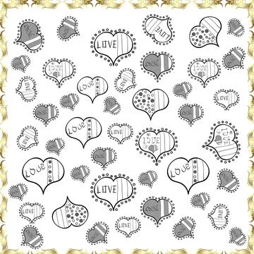 Love design with different elements. Seamless Interesting typography. Valentines イラスト素材