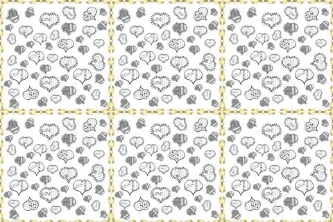 Love design with different elements. Seamless Interesting typography. Valentines Stockillustratie