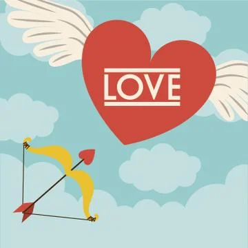 Love design over cloudscape background, vector illustration Ilustração Stock
