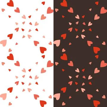 Love diagonal seamless pattern. Cute pink beige heart shapes grid. White or Stock Illustration