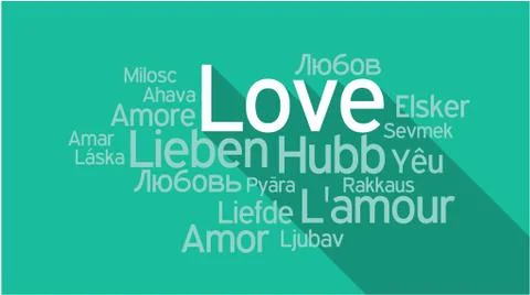 LOVE in different languages, word tag cloud Illustrazione stock