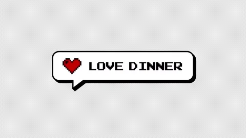 Love Dinner comment balloon. 8-bits pixel art neubrutalism style. Stock Footage 316774413